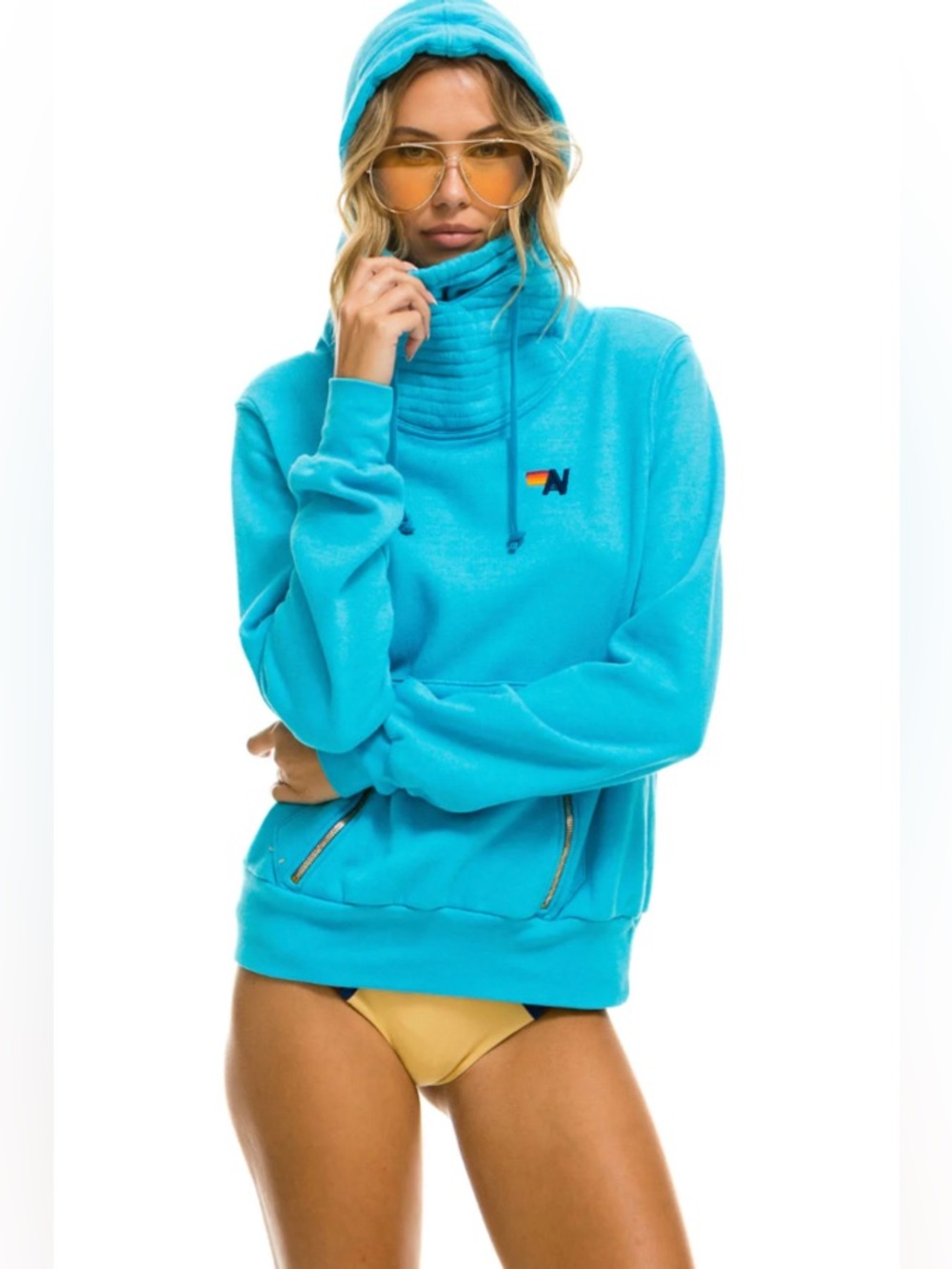 Aviator Nation | Ninja Pullover Hoodie | XS | Neon Blue - Picture 2 of 12
